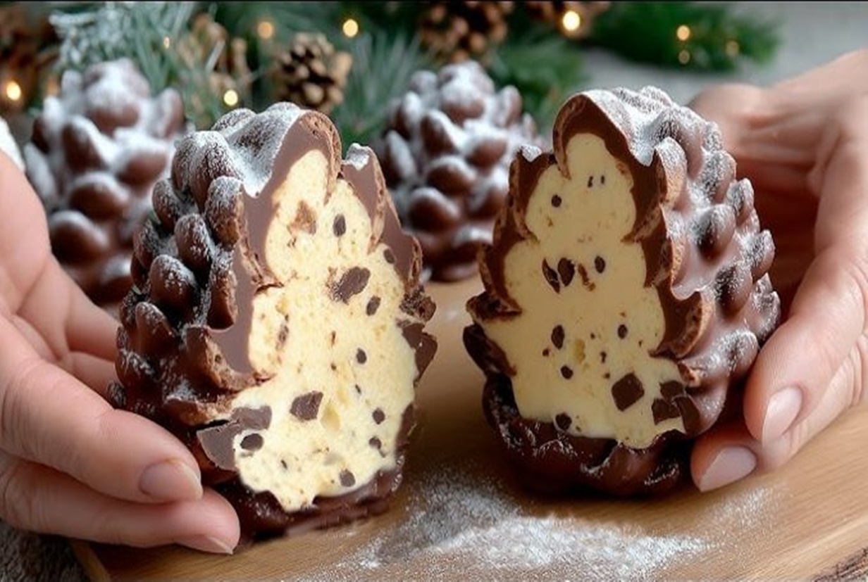 Conurile de pin cu ciocolată sunt un desert creativ și original. Acest desert este perfect pentru a-ți uimi toți oaspeții în timpul sărbătorilor și îți garantez că va fi incredibil de delicios și răsfățat!