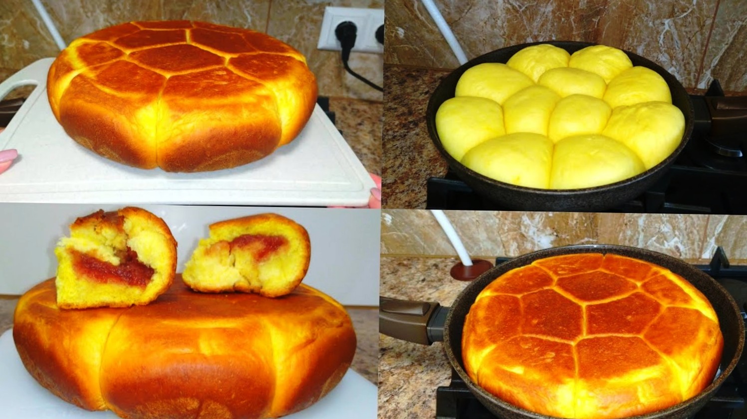 Chifle pufoase cu gem facute în tigaie. Au iesit si frumoase și delicioase!